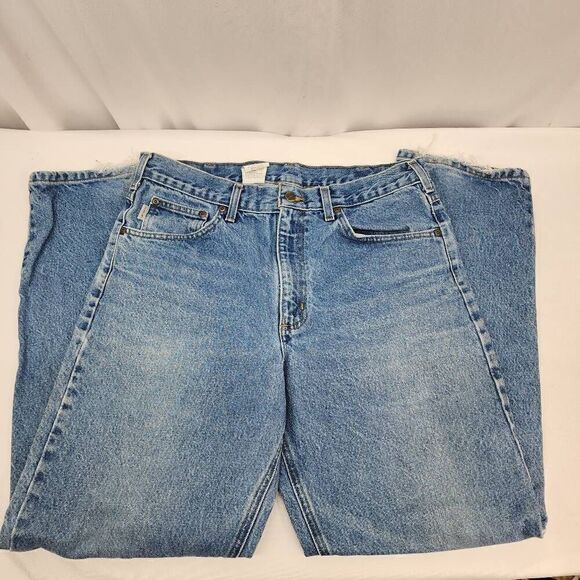 Carhartt Size 34 x 32 Men's Relaxed Fit Light Wash Blue Denim Jeans U - Picture 8 of 8
